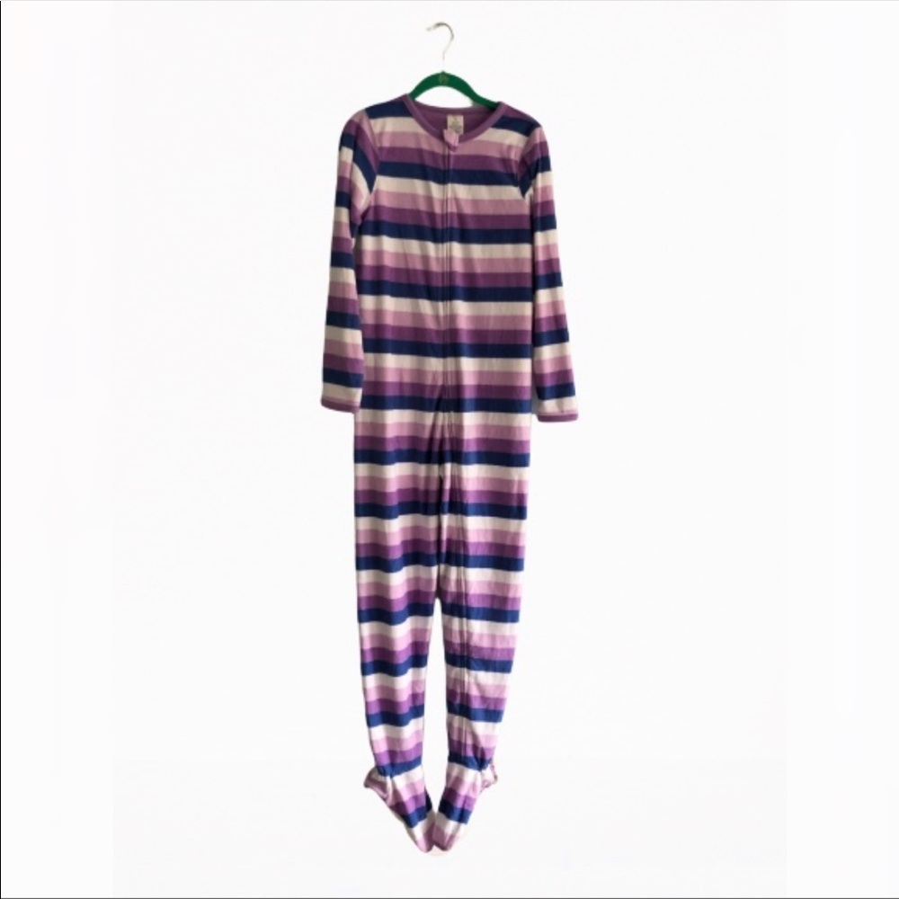 Lands End Stripe Onesie Pajamas PJs XL Kids